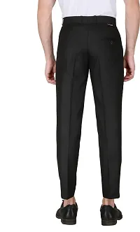 Trendy Black Cotton Blend Solid Mid-Rise Formal Trouser For Men-thumb1