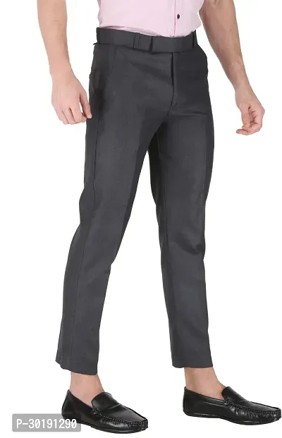 Trendy Black Polycotton Solid Mid-Rise Formal Trouser For Men-thumb3