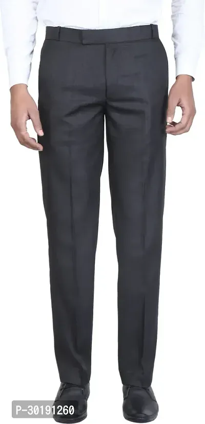 Trendy Black Rayon Solid Mid-Rise Formal Trouser For Men-thumb0