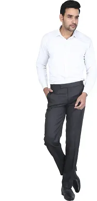 Trendy Black Rayon Solid Mid-Rise Formal Trouser For Men-thumb3