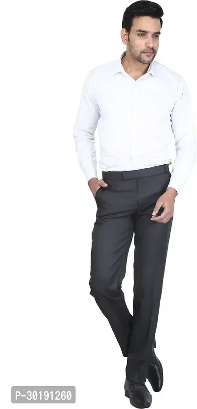 Trendy Black Rayon Solid Mid-Rise Formal Trouser For Men-thumb4