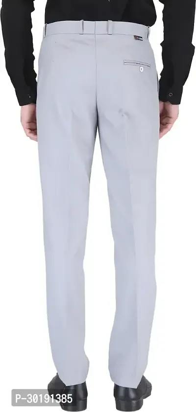 Trendy Grey Cotton Blend Solid Mid-Rise Formal Trouser For Men-thumb2