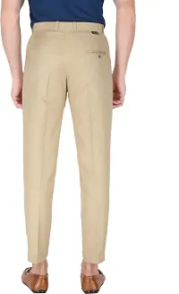 Trendy Beige Rayon Solid Mid-Rise Formal Trouser For Men-thumb1