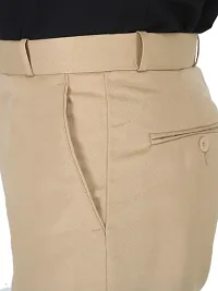 Trendy Beige Cotton Blend Solid Mid-Rise Formal Trouser For Men-thumb4