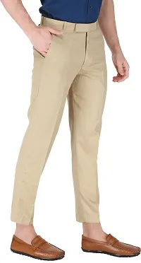 Trendy Beige Rayon Solid Mid-Rise Formal Trouser For Men-thumb3