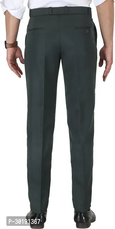 Trendy Black Cotton Blend Solid Mid-Rise Formal Trouser For Men-thumb2