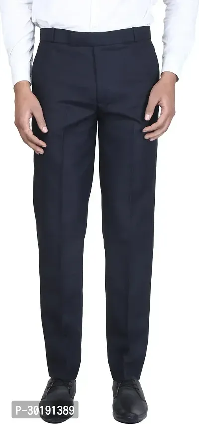 Trendy Black Polycotton Solid Mid-Rise Formal Trouser For Men