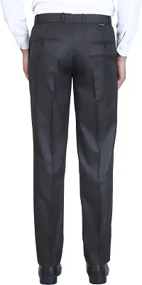 Trendy Black Rayon Solid Mid-Rise Formal Trouser For Men-thumb1