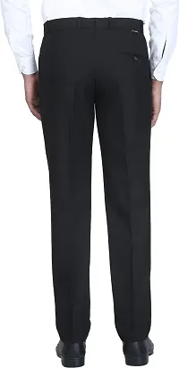 Trendy Black Cotton Blend Solid Mid-Rise Formal Trouser For Men-thumb1