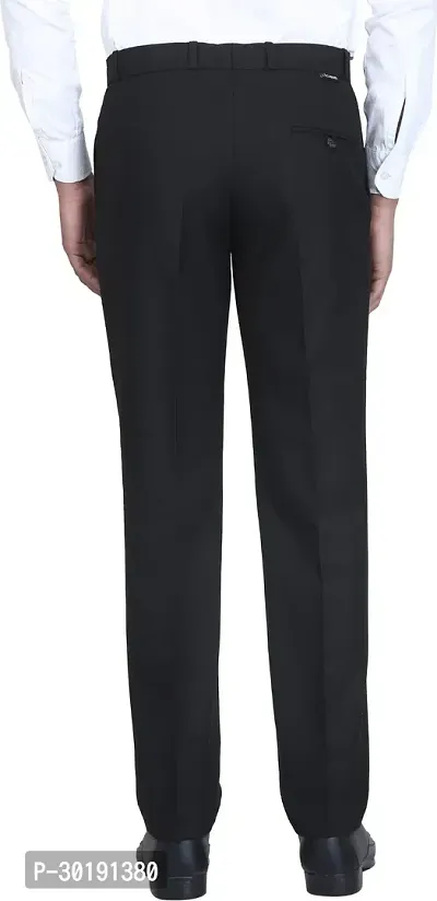 Trendy Black Cotton Blend Solid Mid-Rise Formal Trouser For Men-thumb2