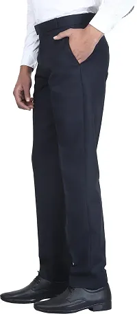 Trendy Black Polycotton Solid Mid-Rise Formal Trouser For Men-thumb2