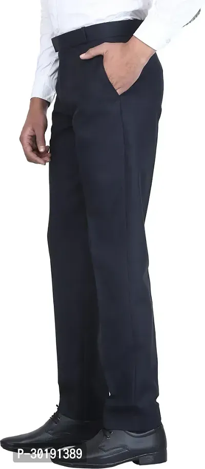 Trendy Black Polycotton Solid Mid-Rise Formal Trouser For Men-thumb3