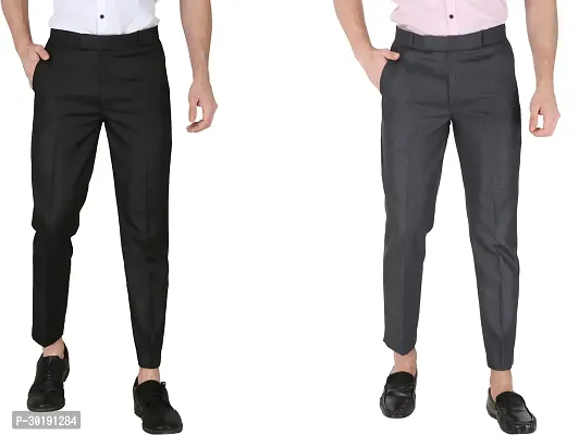 Trendy Black Polycotton Solid Mid-Rise Formal Trouser For Men-thumb0