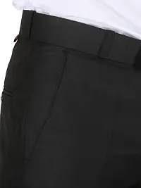 Trendy Black Cotton Blend Solid Mid-Rise Formal Trouser For Men-thumb4