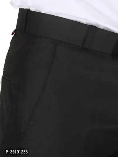 Trendy Black Cotton Blend Solid Mid-Rise Formal Trouser For Men-thumb5