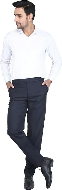 Trendy Black Polycotton Solid Mid-Rise Formal Trouser For Men-thumb3