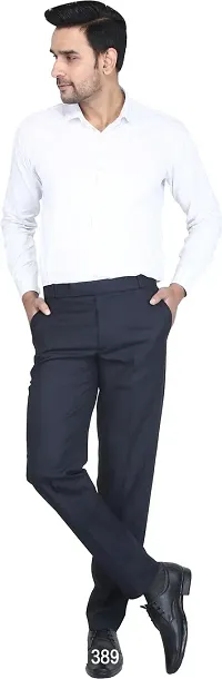 Trendy Black Polycotton Solid Mid-Rise Formal Trouser For Men-thumb4