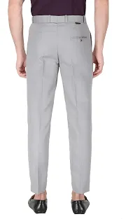 Trendy Grey Cotton Blend Solid Mid-Rise Formal Trouser For Men-thumb1