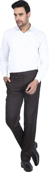 Trendy Brown Rayon Solid Mid-Rise Formal Trouser For Men-thumb4