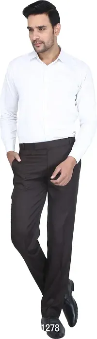 Trendy Brown Rayon Solid Mid-Rise Formal Trouser For Men-thumb5