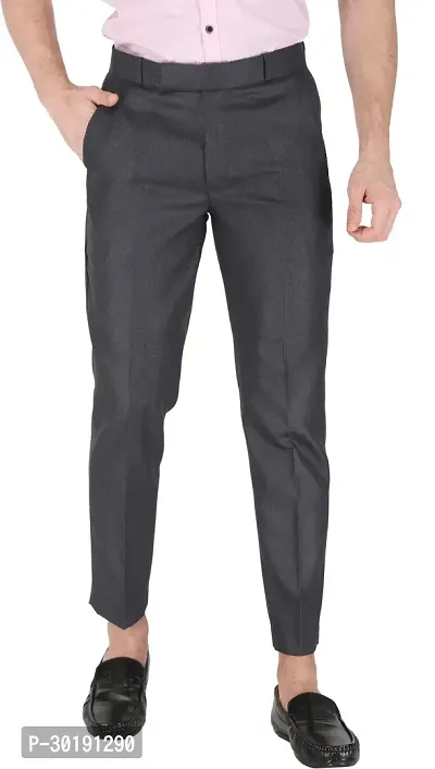 Trendy Black Polycotton Solid Mid-Rise Formal Trouser For Men-thumb0