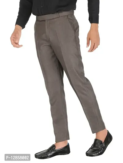 Coffee Cotton Blend Mid Rise Formal Trousers-thumb2