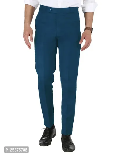 Classic Polycotton Solid Formal Trousers for Men-thumb0