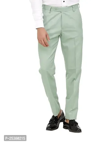 Classic Cotton Blend Solid Formal Trousers for Men-thumb0