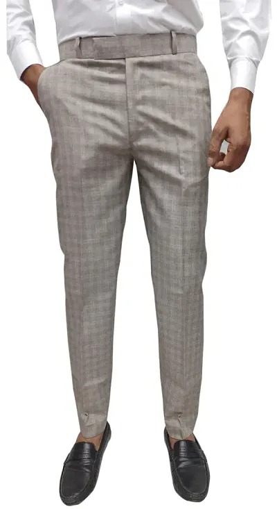 Classic Synthetic Checked Formal Trouser for Women