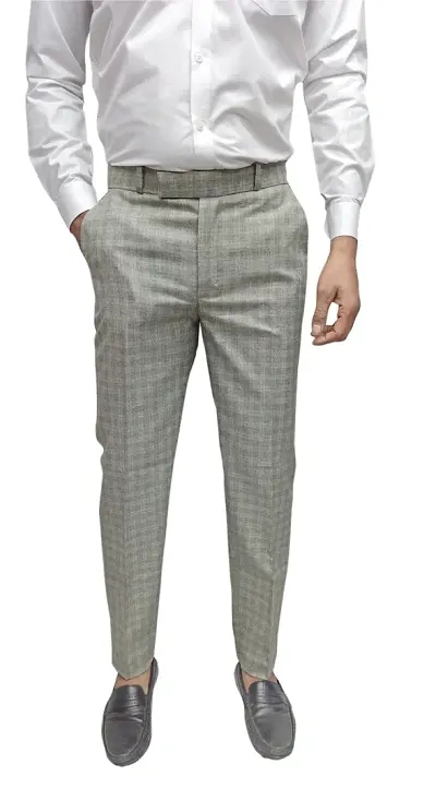 Classic Synthetic Checked Formal Trouser for Men