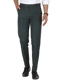 Green Cotton Mid Rise Formal Trousers-thumb1