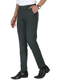 Green Cotton Mid Rise Formal Trousers-thumb2