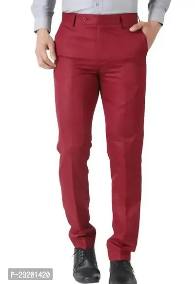 Classic Maroon Polycotton Formal Trouser for Men-thumb0