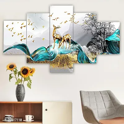 BHAGWATI ART  CRAFT Set of Five Framed Wall Painting for Home Decoration , Paintings for Living room , Bedroom , Big Size 3D Scenery ( 75 X 43 CM)-thumb4