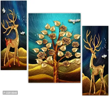 BHAGWATI ART  CRAFT Set of Three Framed Wall Painting for Home Decoration , Paintings for Living room , Bedroom , Big Size 3D Scenery ( 46 X 31 CM)-thumb0