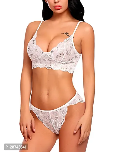 Scalloped Embroidery Lace Trim Strappy Lingerie Set-thumb4