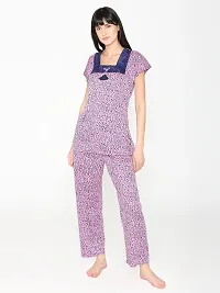 Leopard Print Cotton Top and Pyjama Set - Pink (Size - Free )-thumb4