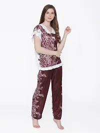 Women Satin Printed Lounge Set-thumb1