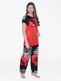 Women Satin Printed Lounge Set-thumb1