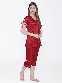 Women Satin Solid Lounge Set-thumb1