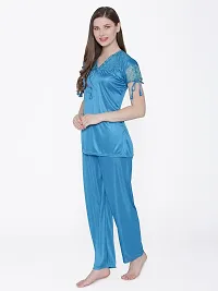 Women Satin Solid Lounge Set-thumb2