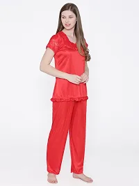 Women Satin Solid Lounge Set-thumb1