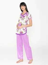 Women Satin Printed Lounge Set-thumb2