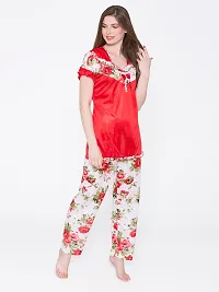 Women Satin Printed Lounge Set-thumb1