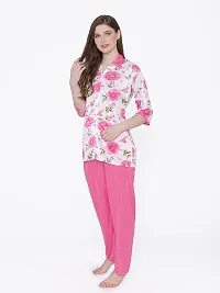 Women Satin Printed Lounge Set-thumb2