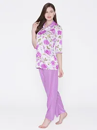 Women Satin Printed Lounge Set-thumb2