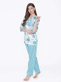 Women Satin Printed Lounge Set-thumb2