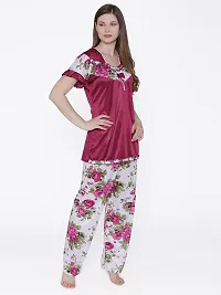 Women Satin Printed Lounge Set-thumb1