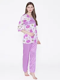 Women Satin Printed Lounge Set-thumb1