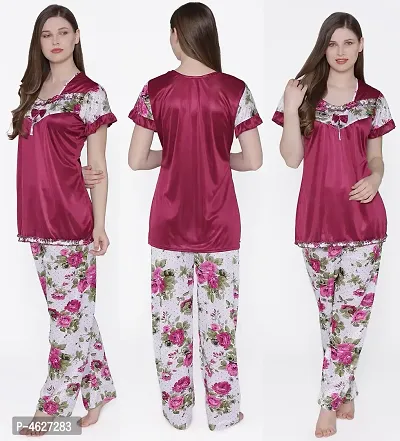 Women Satin Printed Lounge Set